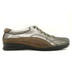 Taos Red Willow Tellie Brown Pewter Leather Lace Up Sneakers Shoes Women's 9